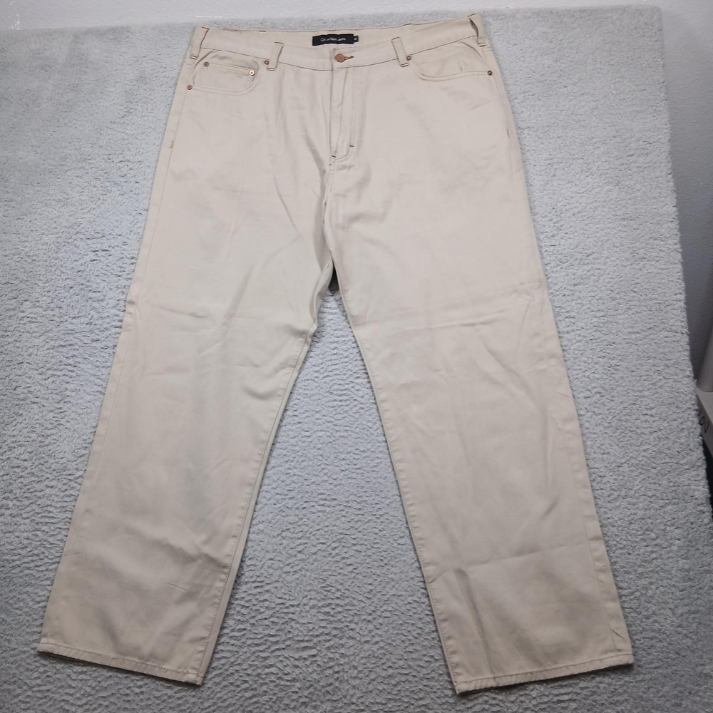 Calvin Klein Jeans Pants Mens 40 Khaki Beige Straight Leg 5 Pocket Twill Cotton